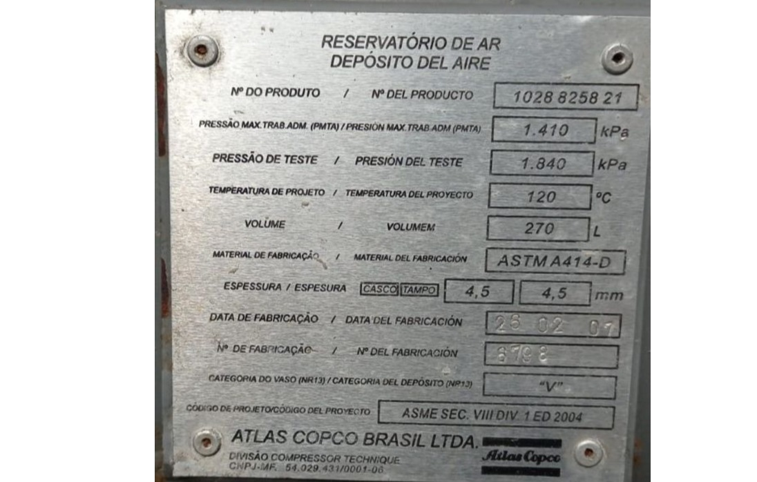 COMPRESSOR DE AR ATLAS COPCO GXT FF 2007 1028825821 220V 