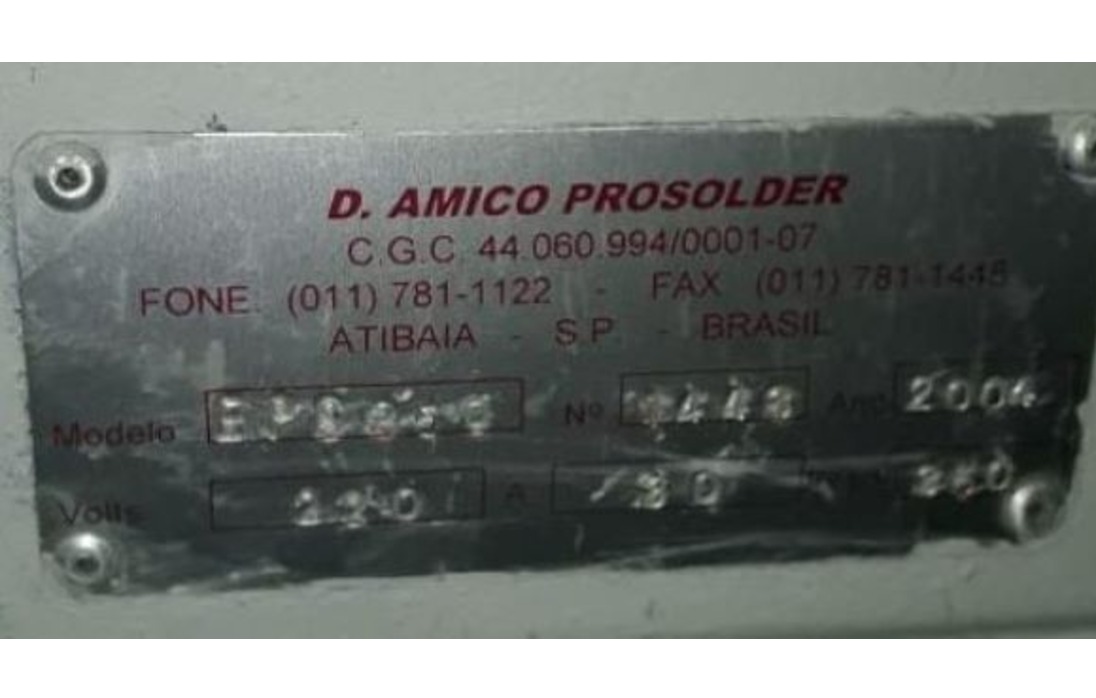 MÁQUINA DE SOLDA DUPLA ONDA DE CHUMBO PROSOLDER EPSILON 250 2004 220V    