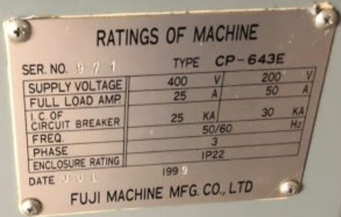 PICK AND PLACE CHIPSHOOTER FUJI CP643E 1999     