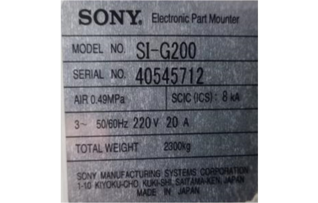 PICK AND PLACE CHIPSHOOTER SONY SI-G200 40545712 220V 50/60HZ CPH: 45.000 - ACOMPANHA FEEDERS 