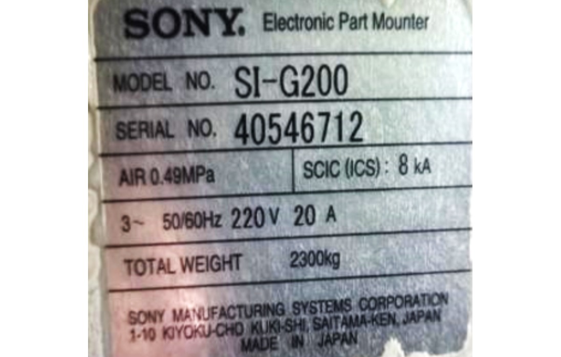 PICK AND PLACE CHIPSHOOTER SONY SI-G200 40546712 220V 50/60HZ CPH: 45.000 - ACOMPANHA FEEDERS 