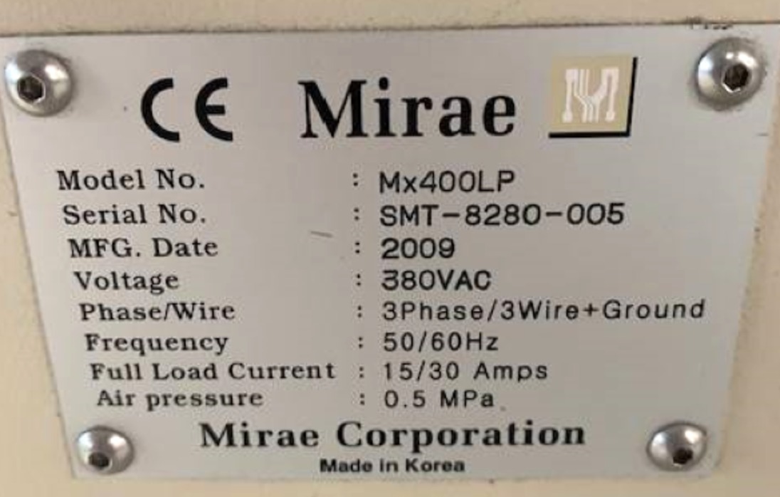 PICK AND PLACE FLEXIVEL MIRAE MX400LP 2009 SMT-8280005 380VAC 50/60HZ - ACOMPANHA FEEDERS 