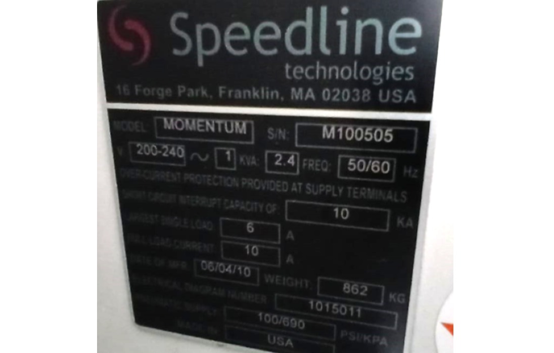 PRINTER AUTOMATICA SPEEDLINE MOMENTUM 2010 M100505 200/240V 50/60HZ 