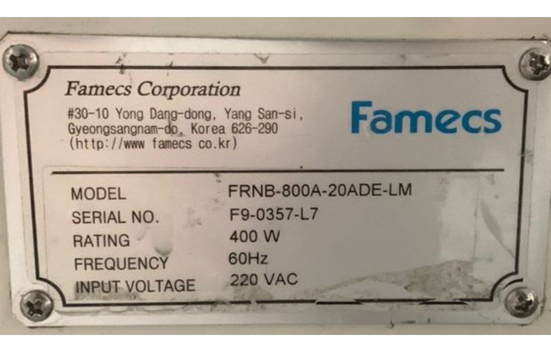 TRANSPORTADOR NG BUFFER FAMECS FRNB-800A-20ADE-LM 2019 F9-0357-L7 220VAC DUAL LINE 