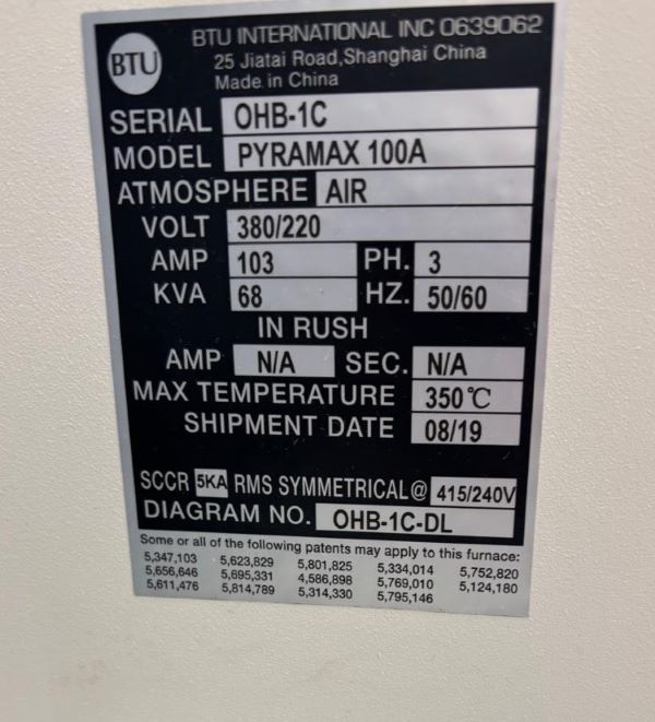 FORNO 8 ZONAS BTU PYRAMAX 100A 2019 OHB-1C 380/220 50/60HZ 