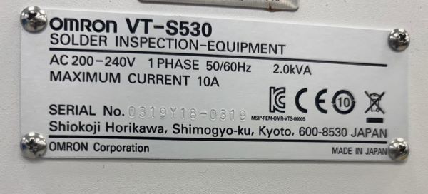 AOI 2D OMRON VT-S530 0319Y18-0319 AC 200/240V 50/60HZ 