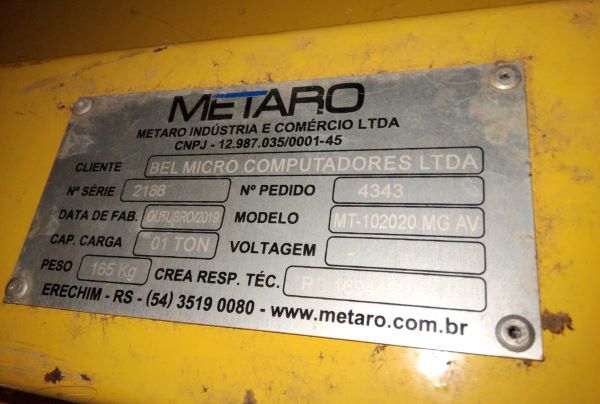 RAMPA NIVELADORA DE DOCA METARO MT-102020 MG AV 2019 2186 MANUAL 