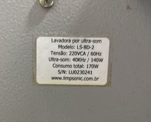 LAVADORA ULTRA-SOM LIMPSONIC LS-8D-2 LU0230241 220VCA 60HZ 40KHZ/140W 