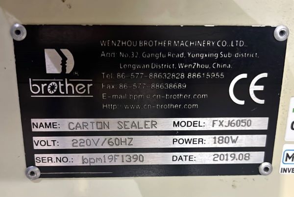 SELADORA E FECHADORA DE CAIXA CN BROTHER FXJ6050 2019 BPM19F1390 220V 60HZ 180W 