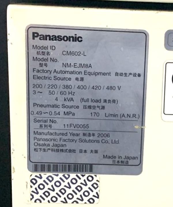 PICK AND PLACE FLEXIVEL PANASONIC CM602-L 2006 11FV0055 200~480V 50/60HZ - ACOMPANHA 100 FEEDERS DE 8MM 