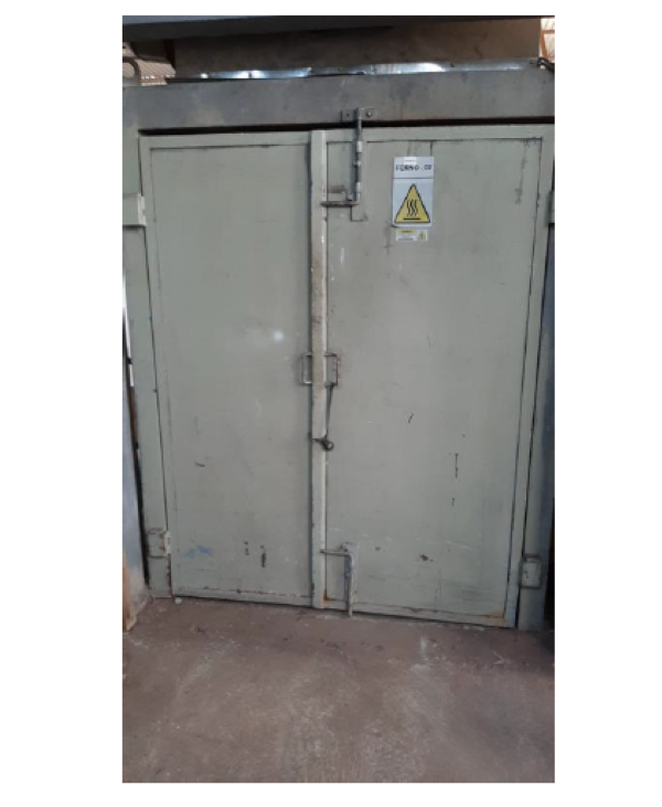 ESTUFA DE PINTURA ELETROSTATICA SPIMEC A GAS C/ PAINEL ELETRONICO DE PINTURA E MOTOR DE DISTRIBUICAO 