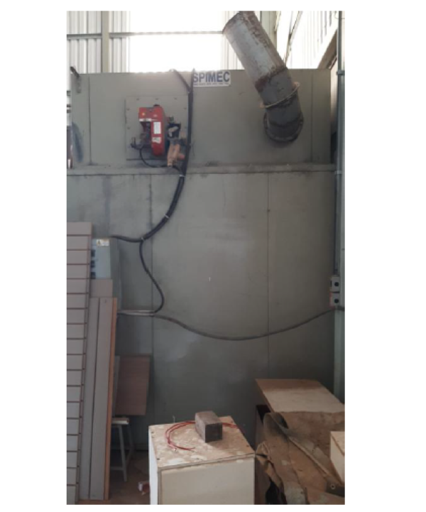 ESTUFA DE PINTURA ELETROSTATICA SPIMEC A GAS C/ PAINEL ELETRONICO DE PINTURA E MOTOR DE DISTRIBUICAO 