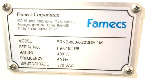 TRANSPORTADOR BUFFER FAMECS FRNB-800A-20SDE-LM 2019 F9-0192-P6 220VAC DUAL LINE 