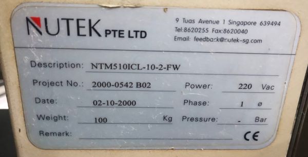 TRANSPORTADOR CONVEYOR 1M NUTEK NTM510ICL-10-2-FW 2000 2000-0542 BM 220VAC 