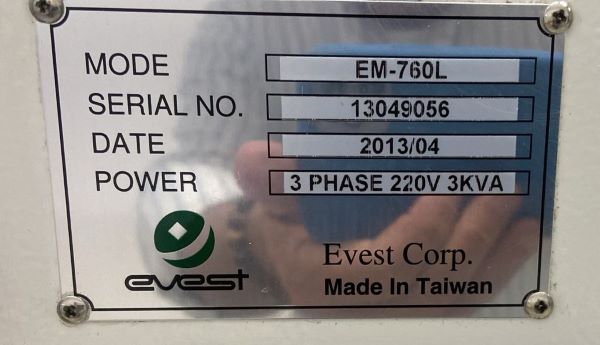 PICK AND PLACE FLEXIVEL EVEST CORP. EM-760L 2013 13049067 220V 3 PHASE 3KVA 