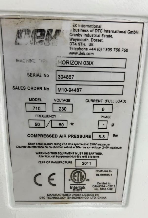 PRINTER AUTOMATICA DEK HORIZON 03IX 2011 304867 230V 