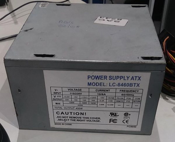 FONTE DE ALIMENTAÇÃO COLETEK POWER SUPPLY ATX LC-8460BTX 115V/230V TOTAL OUTPUT 450W 