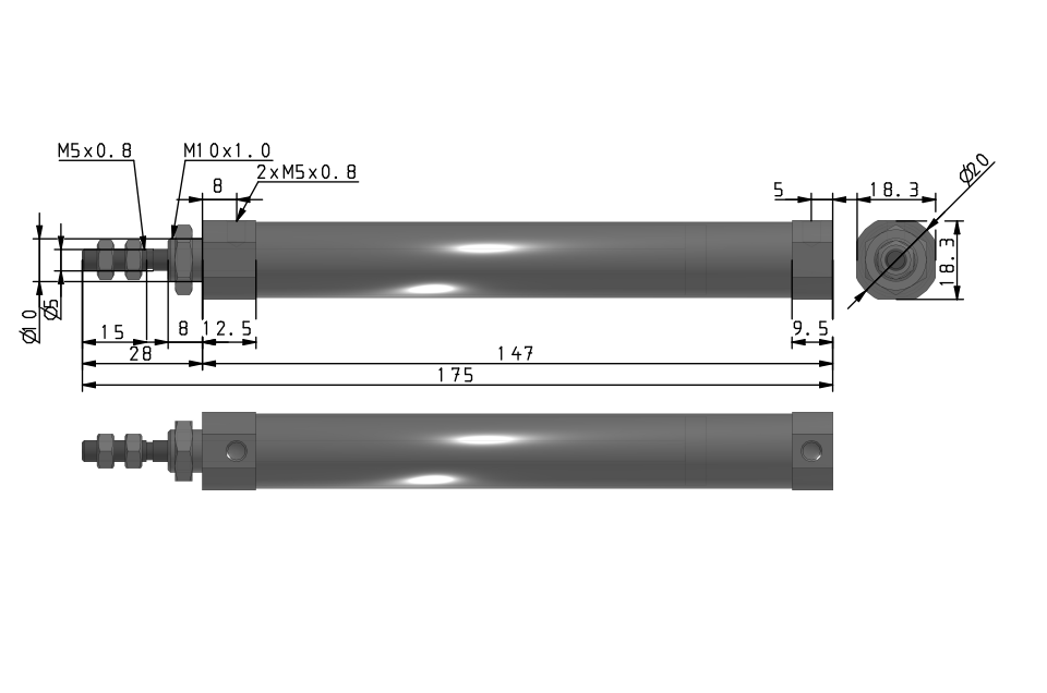 AIR CYLINDER CILINDRO AR SCM CDJ2B16-100 AIR CYLINDER/STANDARD: DOUBLE ACTING SINGLE ROD 