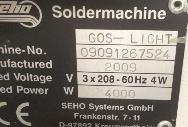 MÁQUINA DE SOLDA SELETIVA SEHO G0S-LIGHT 09091267524 3 X 208 - 60HZ 4W 