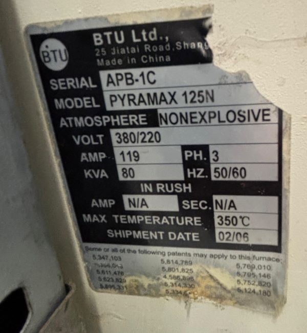 FORNO 10 ZONAS BTU PIRAMAX 125N 2006 380/220V 