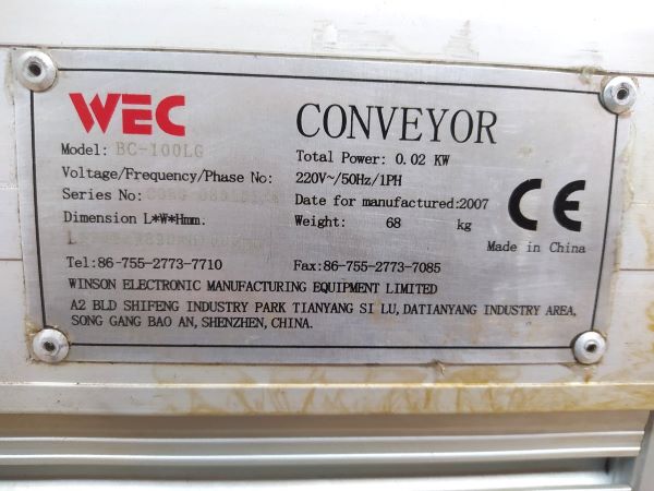 TRANSPORTADOR CONVEYOR 1M WEC BC-100LG 2007 220V 