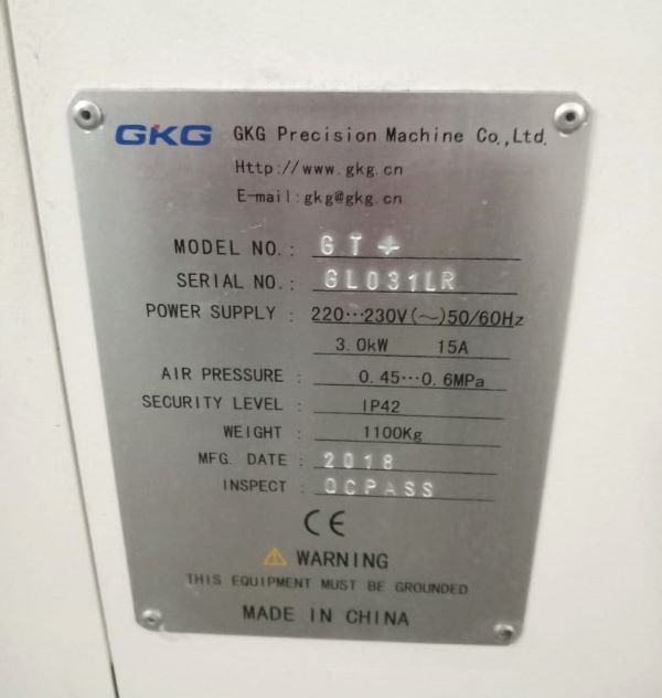 PRINTER AUTOMATICA GKG GT+ 2018 GL031LR 220V/ 230V 
