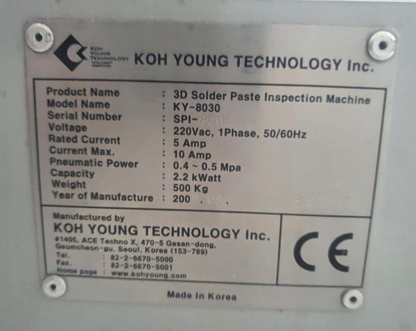 SPI 3D KOH YOUNG TECHNOLOGY KY-8030 2008 SPI-80110 220V 
