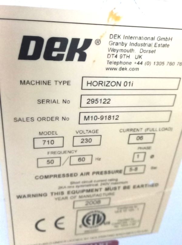 PRINTER AUTOMATICA DEK HORIZON 01I 2008 295122 230V 