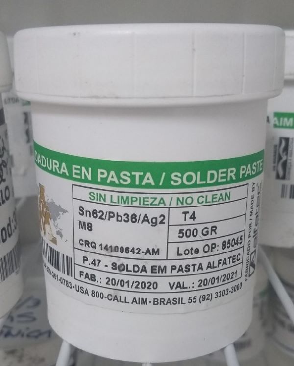 SOLDA EM PASTA ALFATEC SN62/PB36/AG2 M8 VENCIMENTO 27/01/2022 