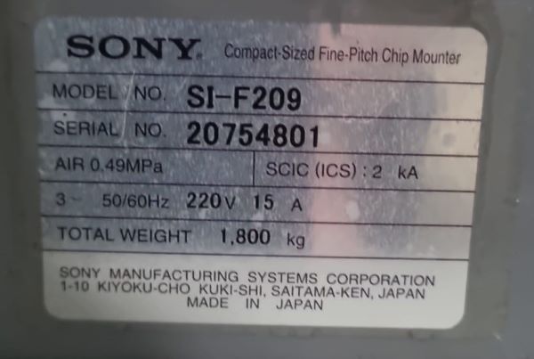 PICK AND PLACE CHIPSHOOTER SONY SI-F209 20754801 220V - ACOMPANHA FEEDERS 