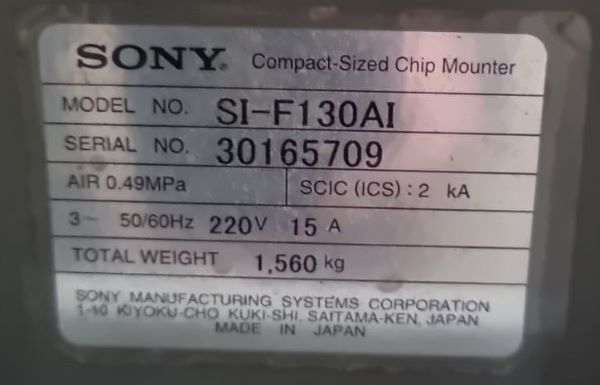 PICK AND PLACE CHIPSHOOTER SONY SI-F130AI 30165709 220V 50/60HZ CPH: 25.000 - ACOMPANHA FEEDERS 