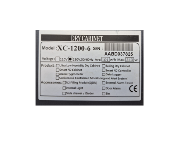 DRY BOX 3 PRATELEIRAS XC-1200-6 AABD037825 230V 50/60HZ 