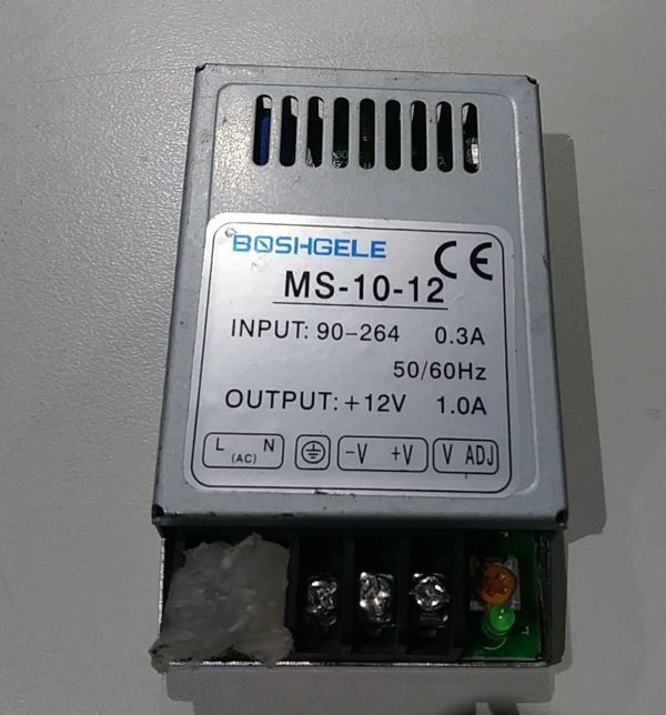 FONTE CHAVEADA BOSHGELE MS-10-12 INPUT 90-264 0.3A, OUTPUT +12V 1.0A 