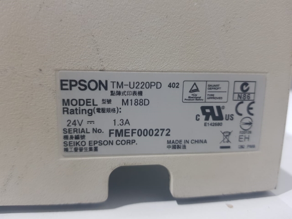 IMPRESSORA DE RECIBOS EPSON TM-U220PD 2009 FMEF000272 24V (SEM FONTE) 