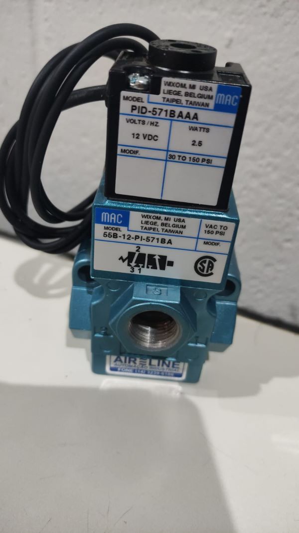 FONTE CHAVEADA MAC PID-517BAAA VALVULA SOLENOIDE 3/2 VIAS 12VDC 150PSI 