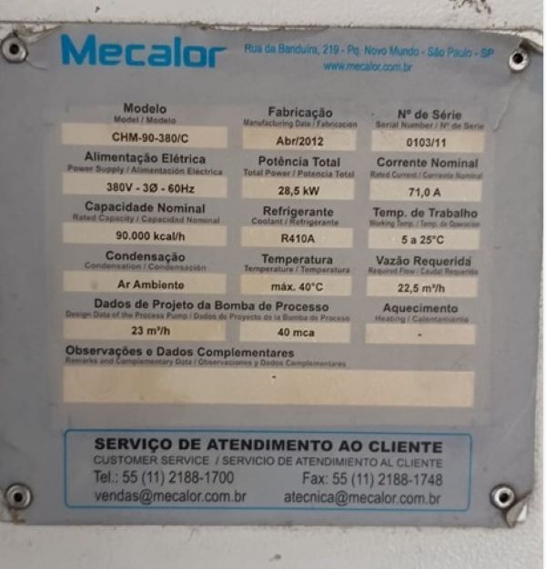CHILLER INDUSTRIAL MECALOR CHILLER MODULAR ESCRAVO CHM-90 - 380/C ABRIL/2012 0103/11 380V 