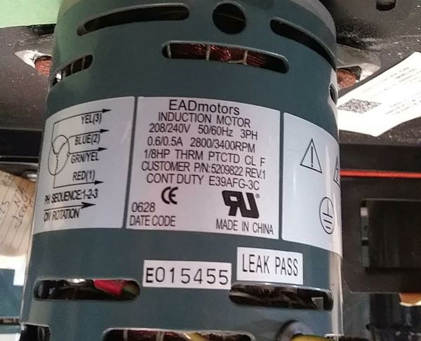 MOTOR ZONAS DE BLOWER BTU INTERNACIONAL MOTOR BLOWER 208/240V, 50/60HZ 