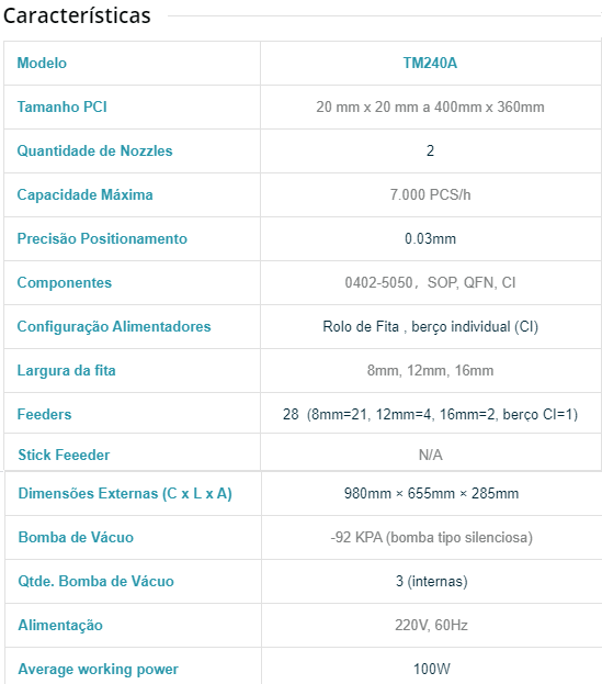 PICK AND PLACE DE BANCADA DENGXIN TECH TM-240A 2015 220/110V    